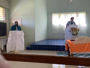 Nathaniel Ferguson preachihng at Vaimoso Samoa