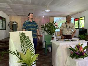Nathaniel Ferguson teaching PIBC class at Magiagi, Samoa