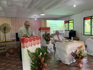 Robert Martin teaching Bible class at Magiagi, Samoa